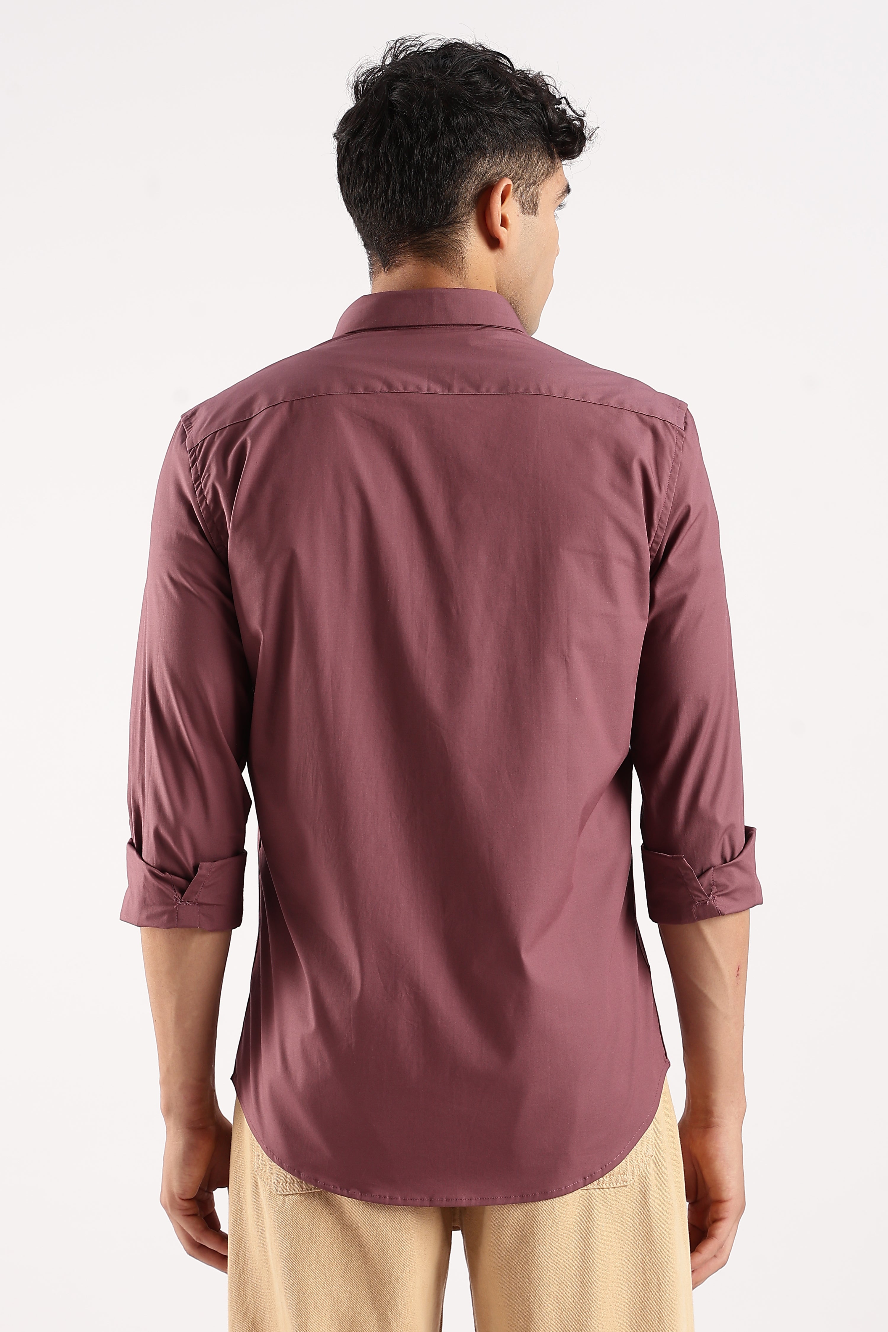 Men Maroon Cotton Lycra Shirt