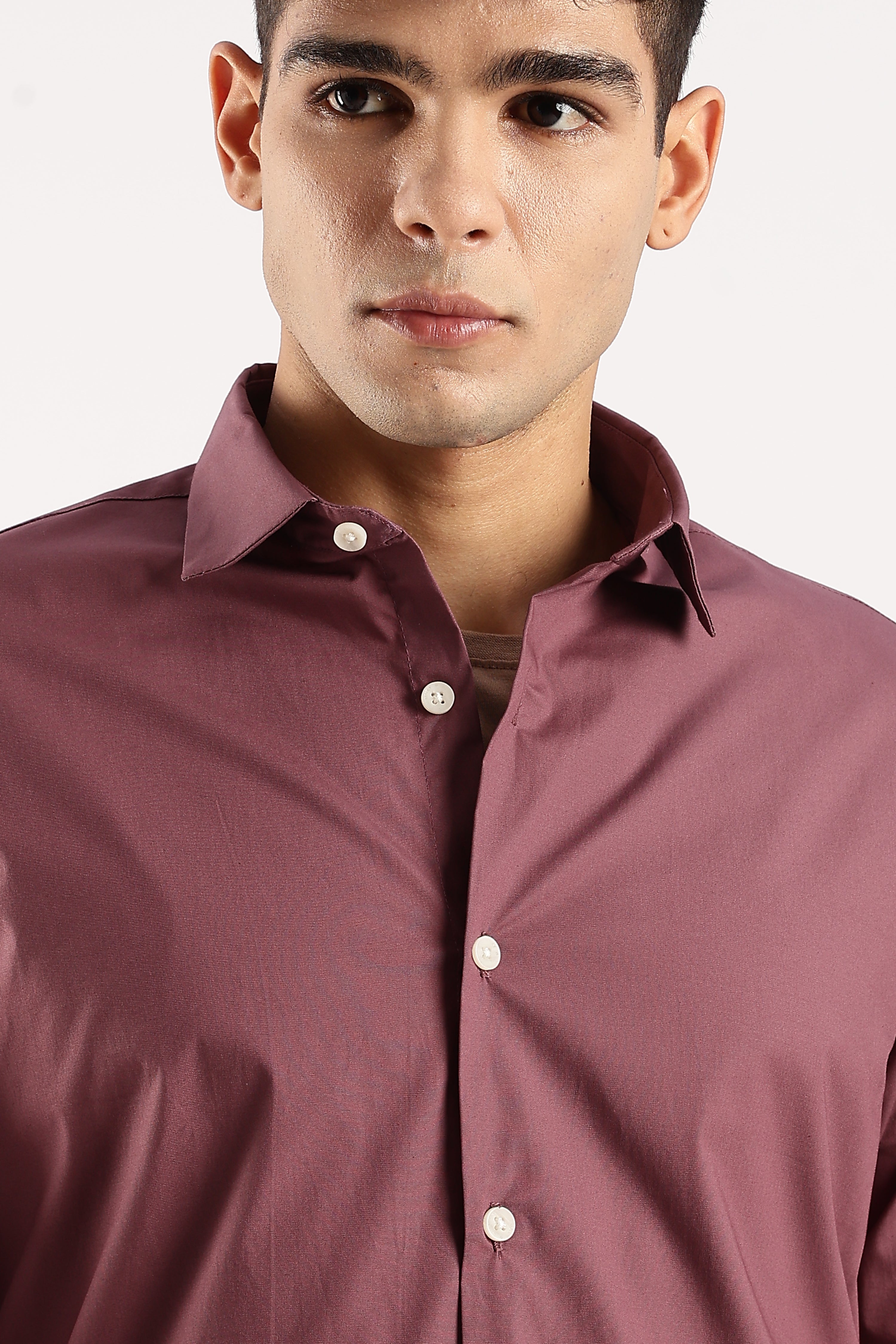 Men Maroon Cotton Lycra Shirt