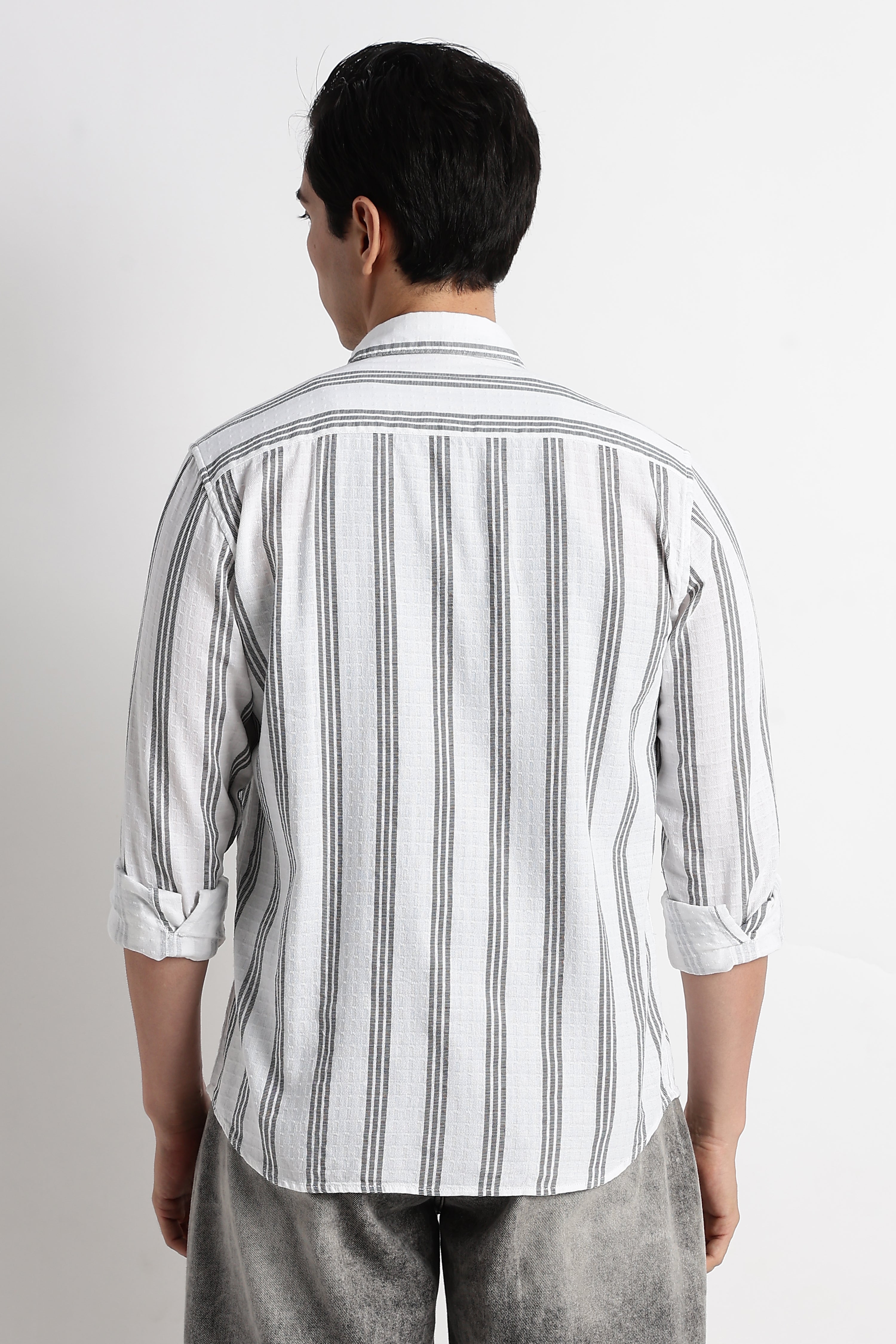 Men Vertical Stripe Textured Shirt