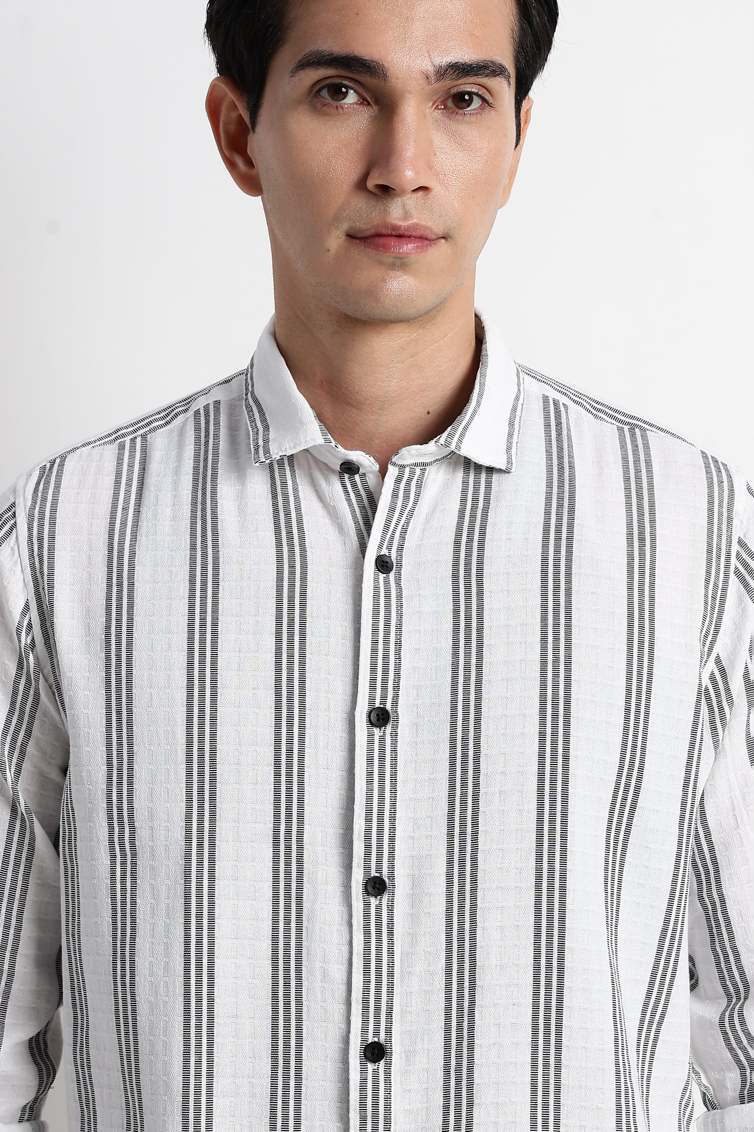 Men Vertical Stripe Textured Shirt