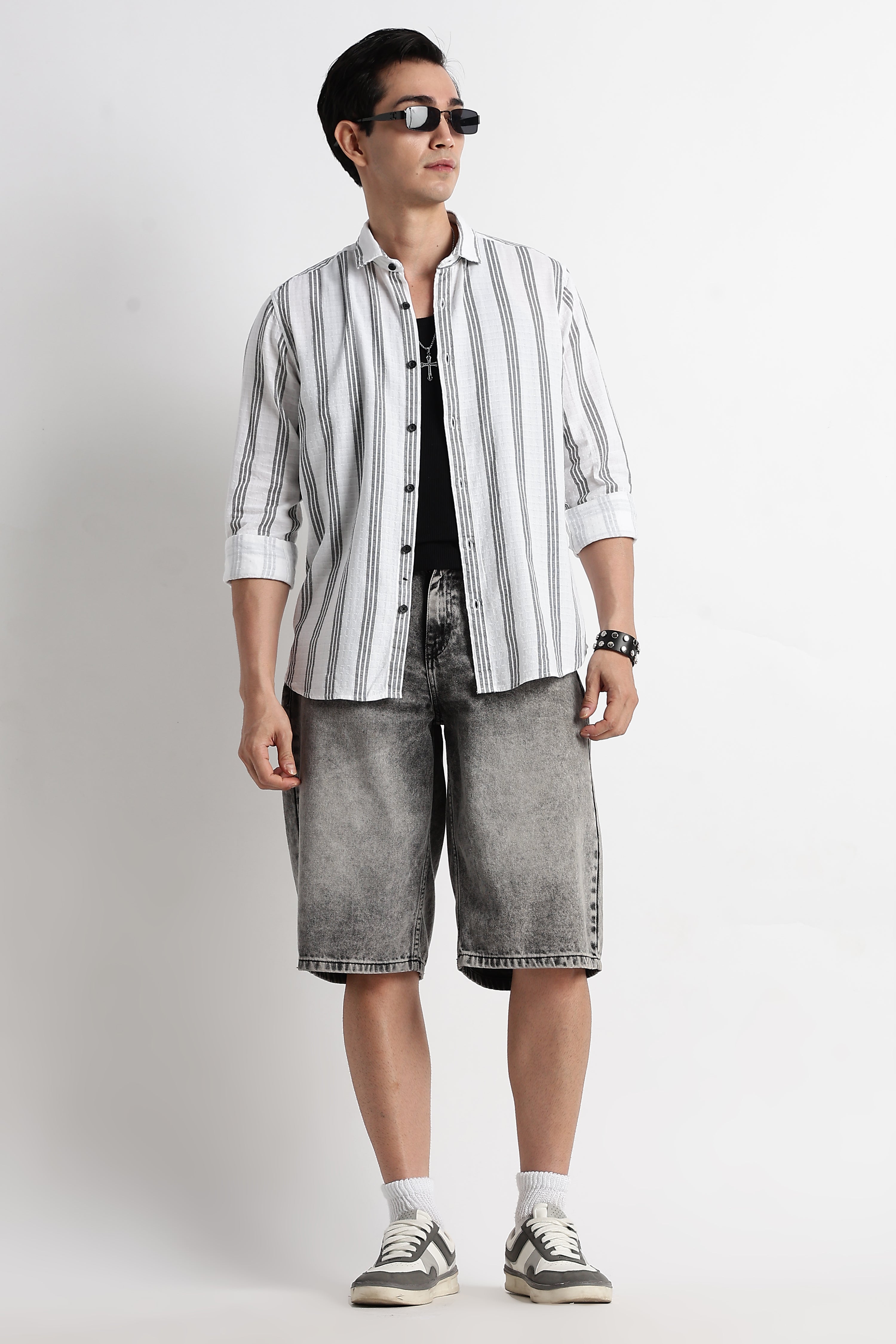 Men Vertical Stripe Textured Shirt