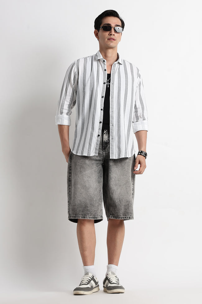 Men Vertical Stripe Textured Shirt