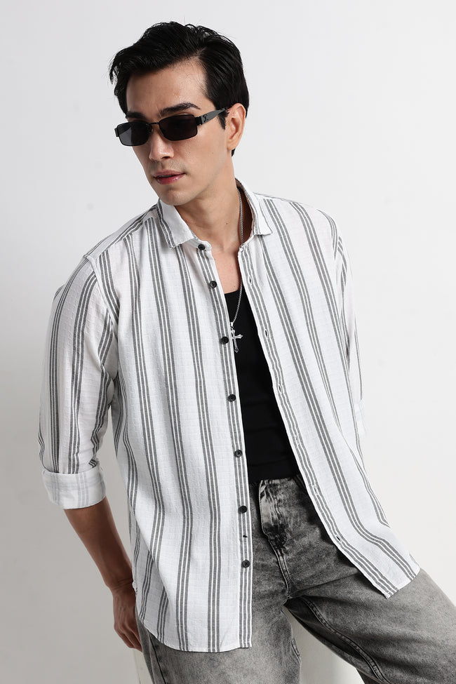 Men Vertical Stripe Textured Shirt