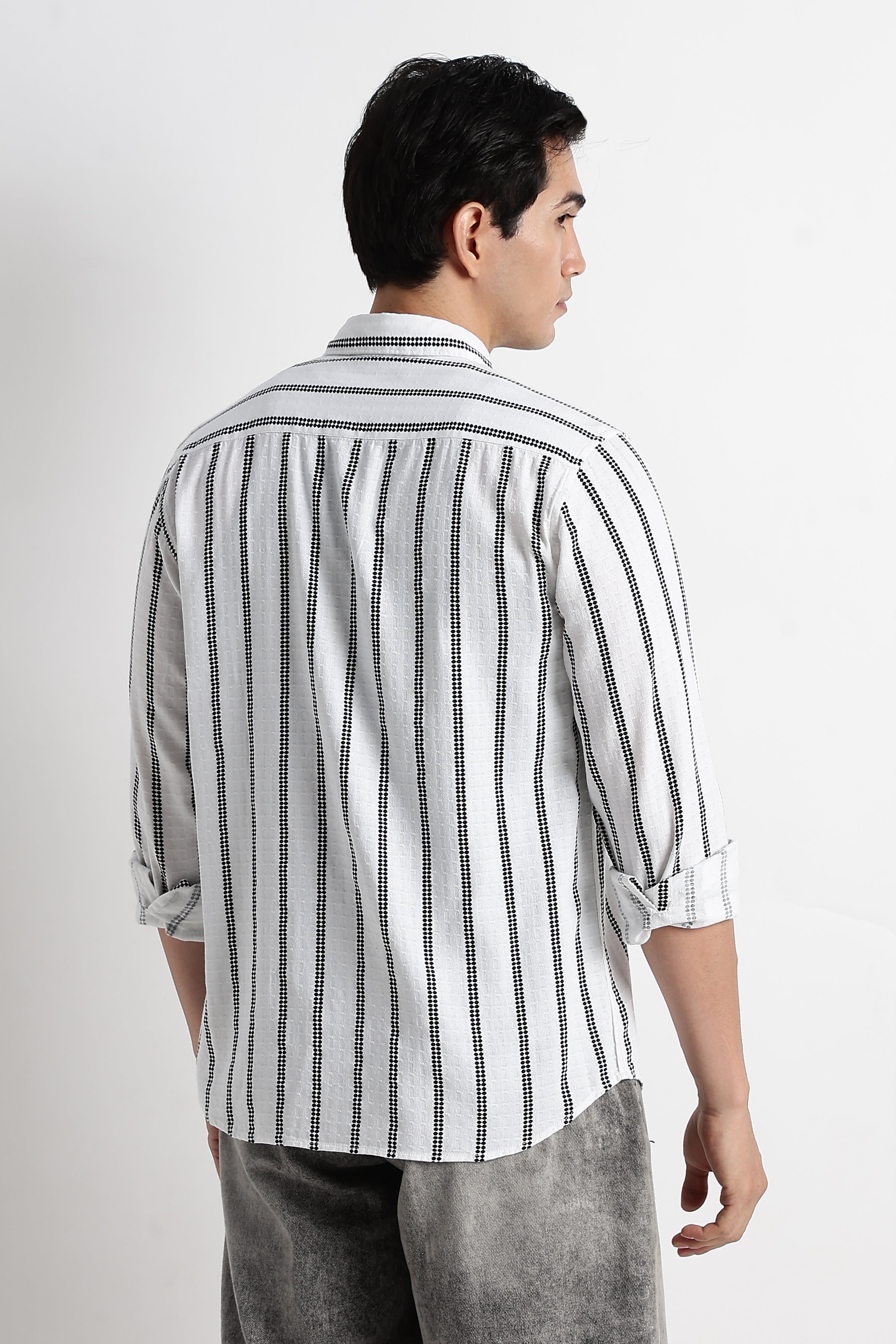 Men Vertical Stripe Textured Shirt