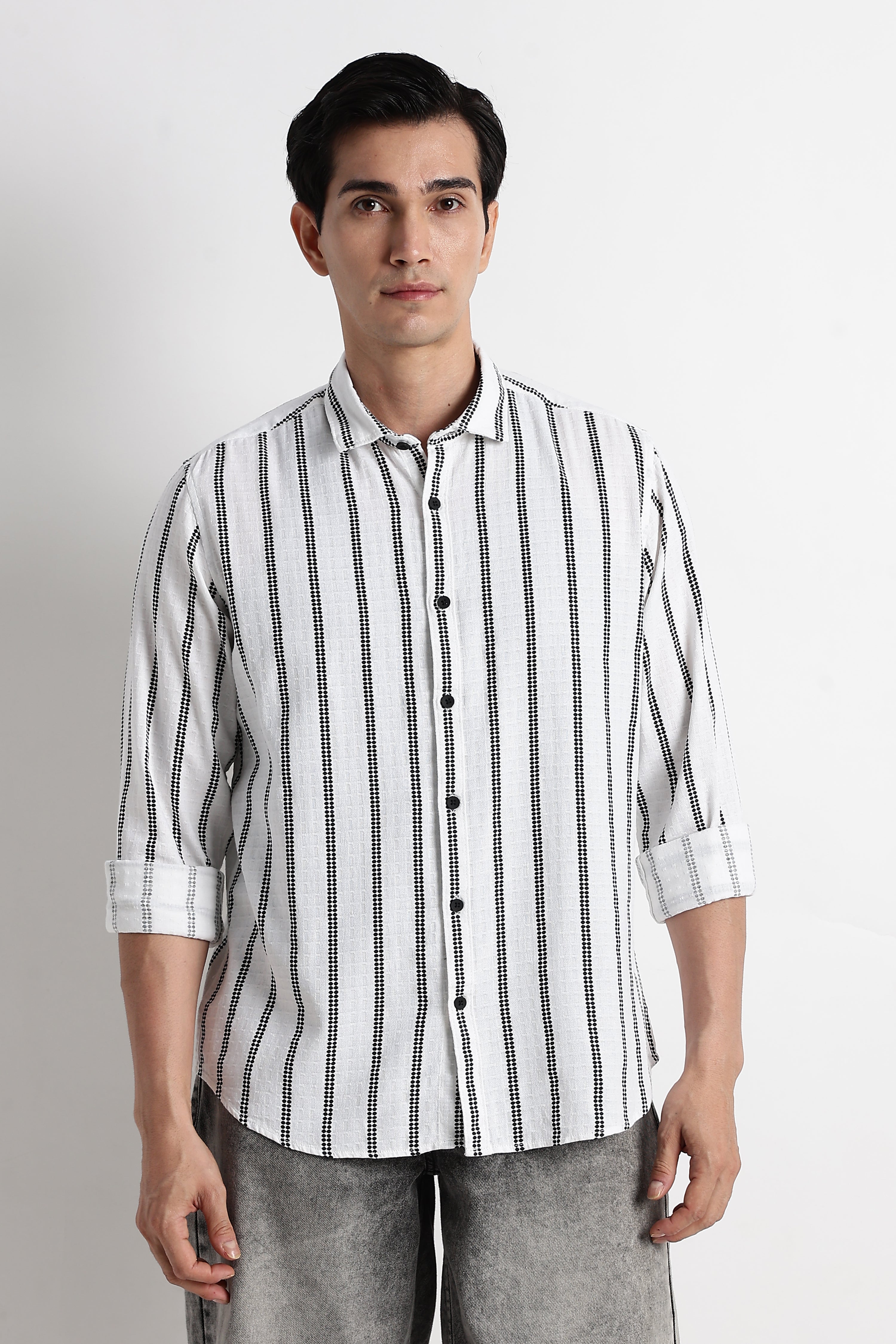 Men Vertical Stripe Textured Shirt