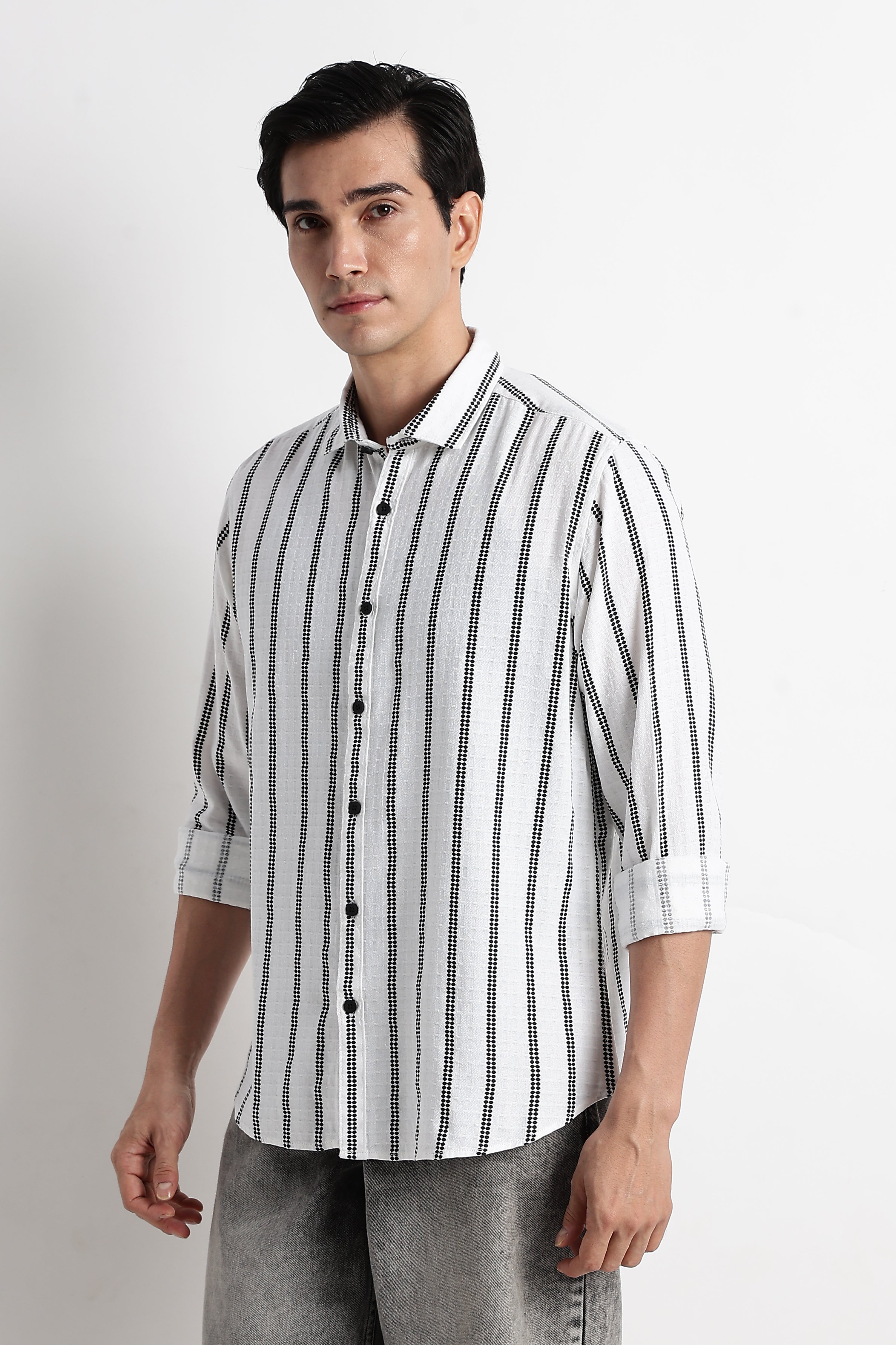 Men Vertical Stripe Textured Shirt