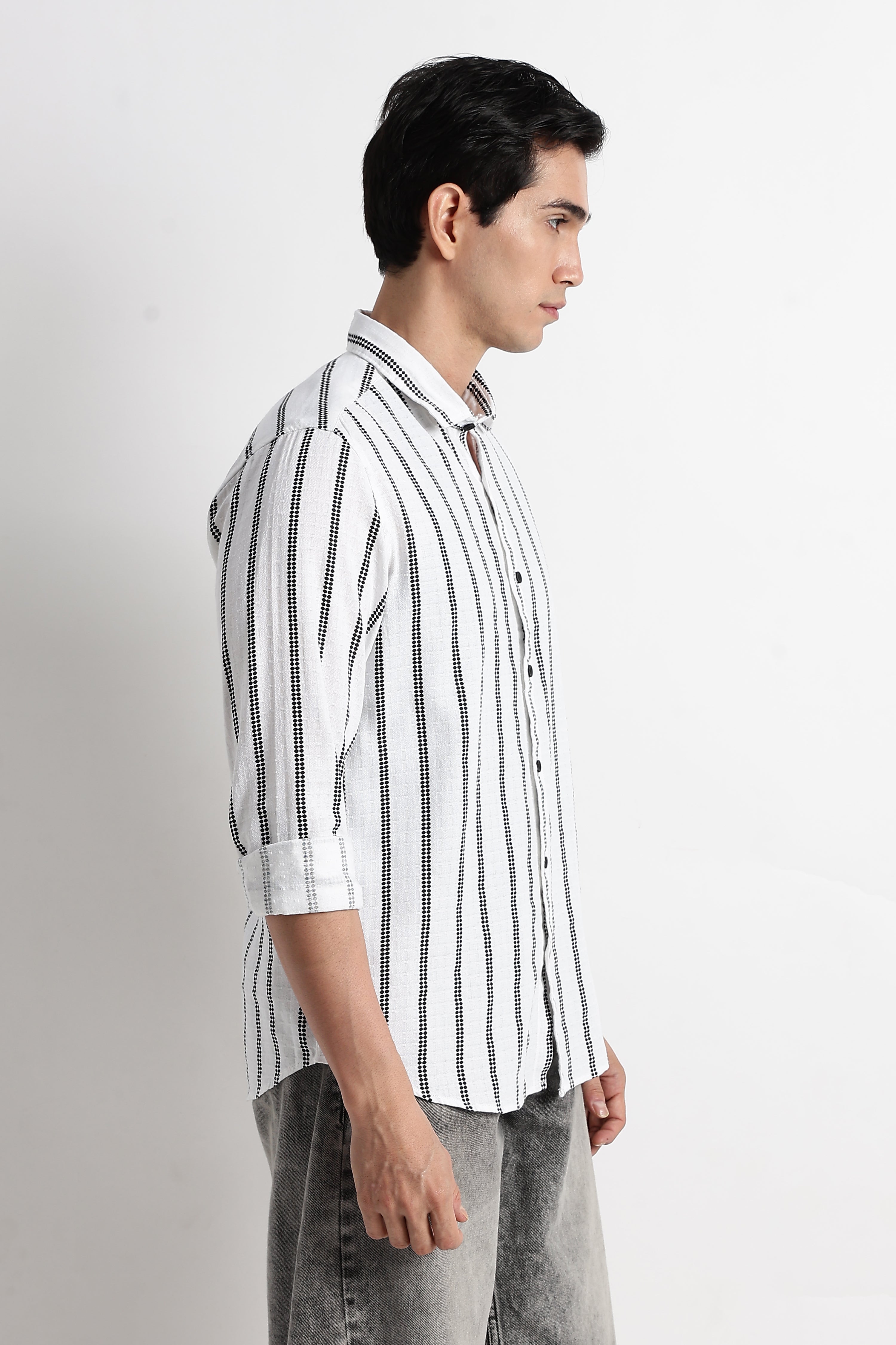 Men Vertical Stripe Textured Shirt