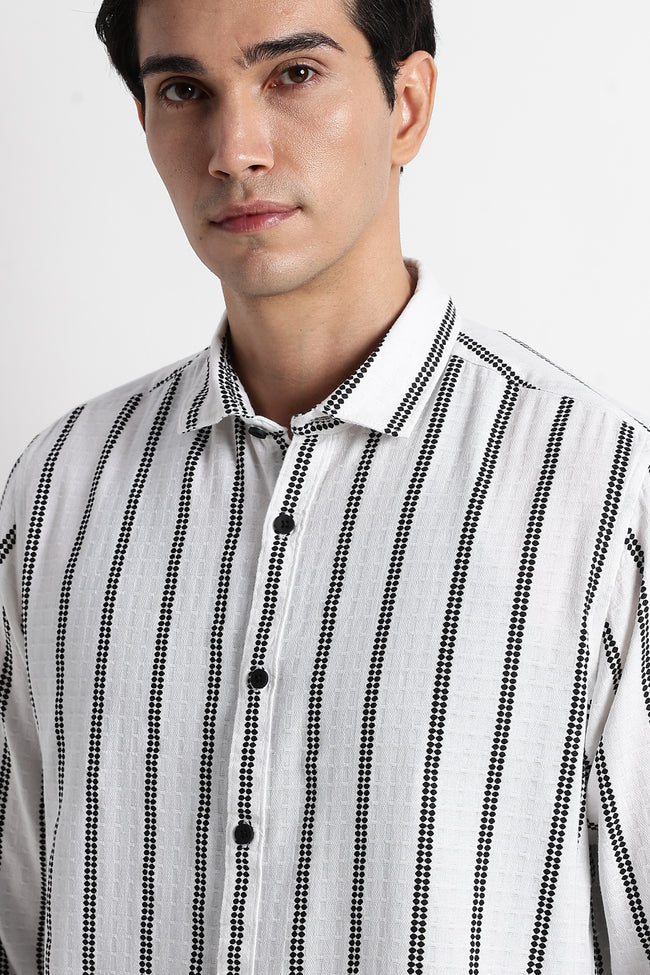 Men Vertical Stripe Textured Shirt
