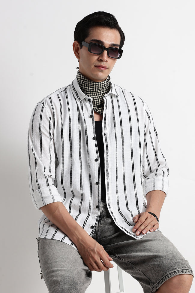 Men Vertical Stripe Textured Shirt