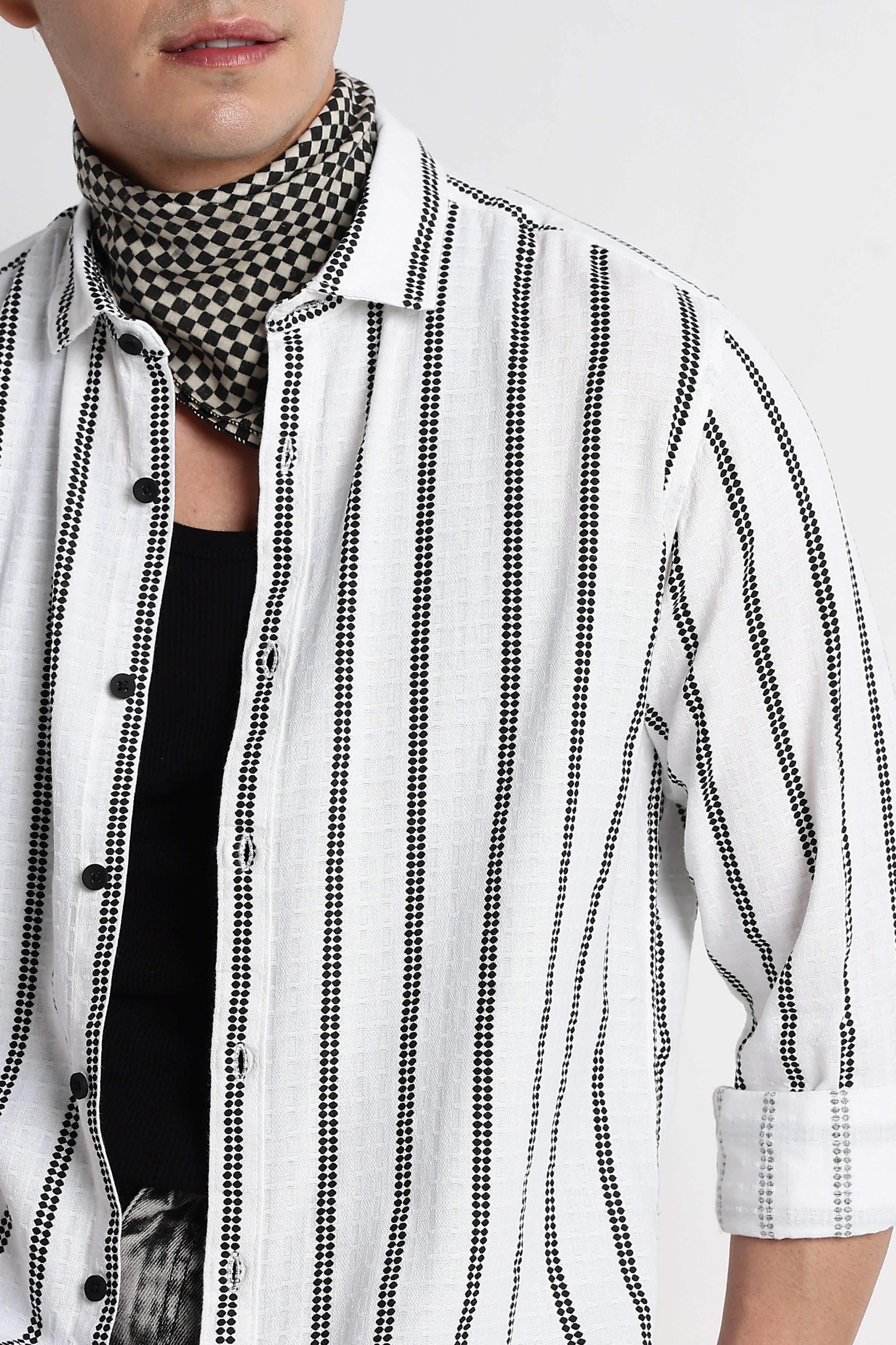 Men Vertical Stripe Textured Shirt