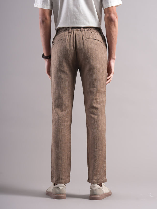 Men Cotton Self Design Trousers