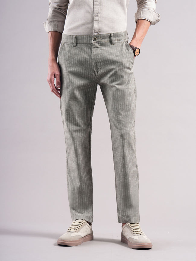Men Cotton Striped Trousers