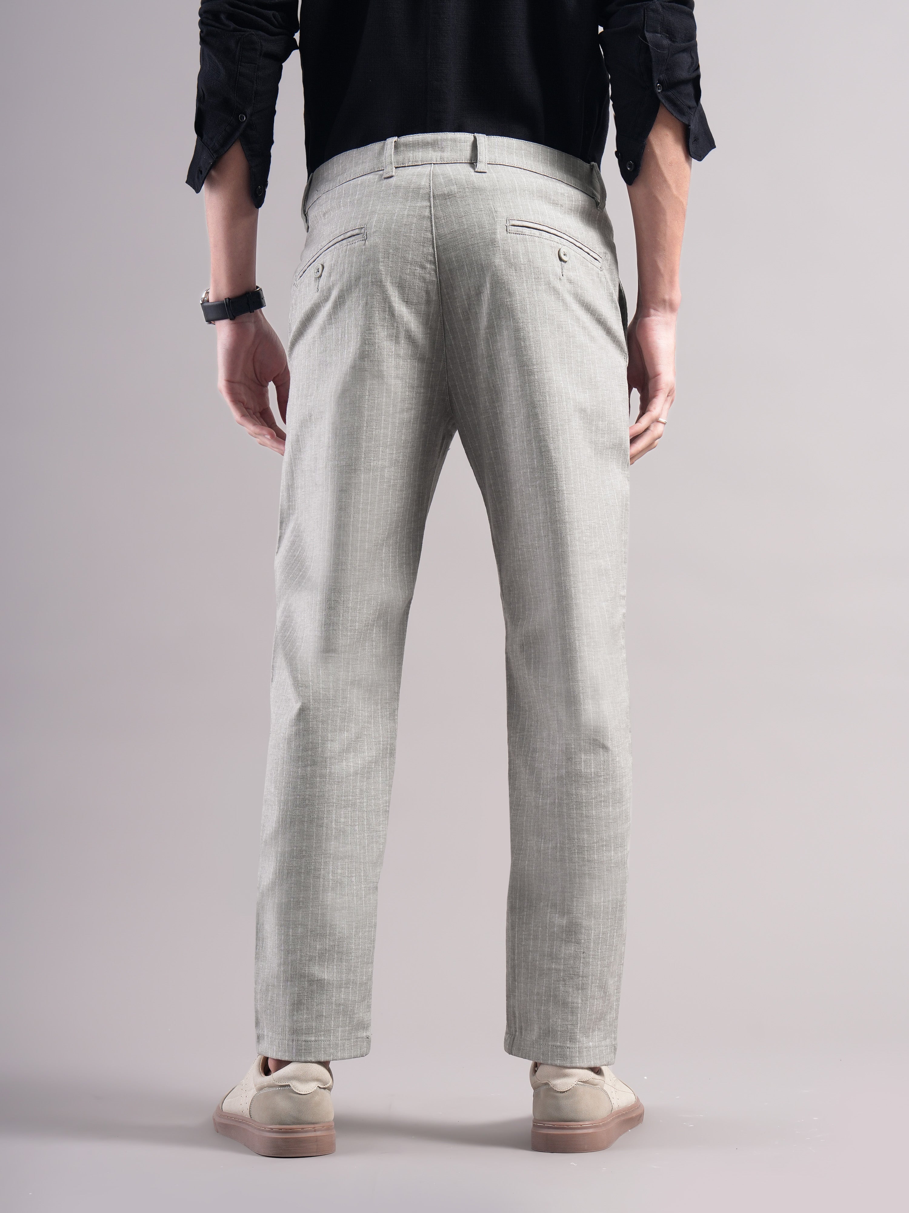 Men Cotton Striped Trousers