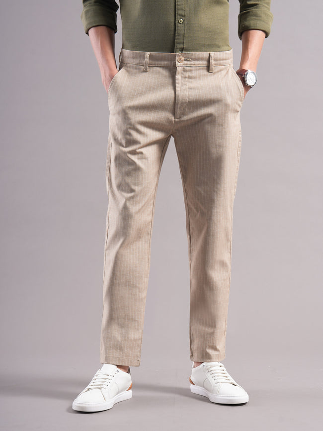 Men Cotton Striped Trousers