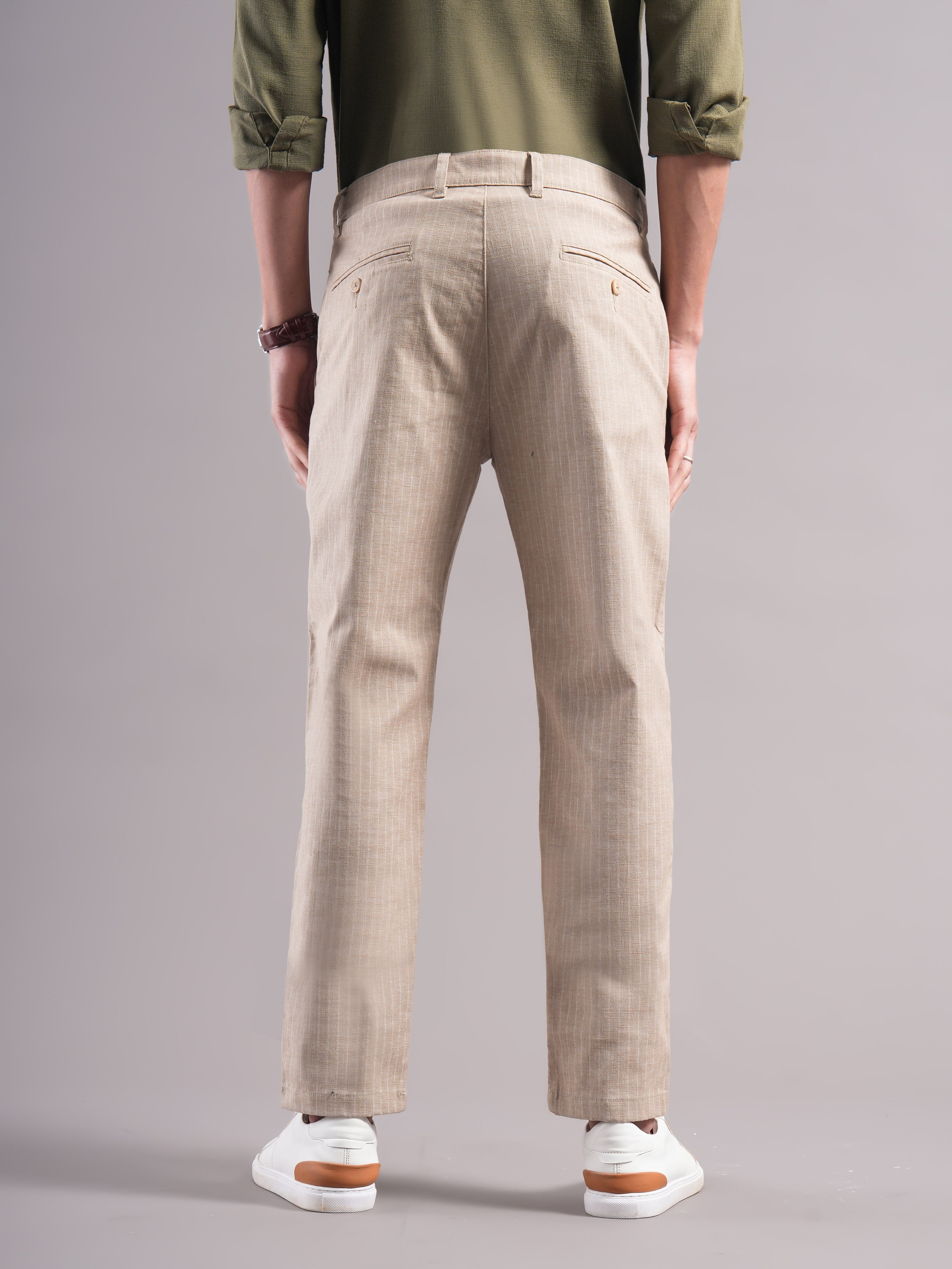 Men Cotton Striped Trousers
