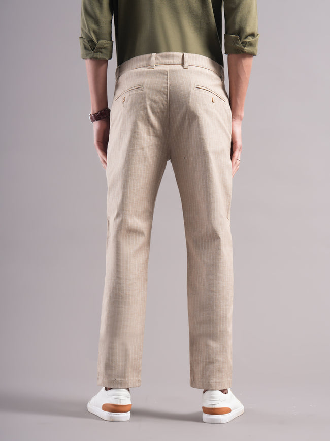 Men Cotton Striped Trousers