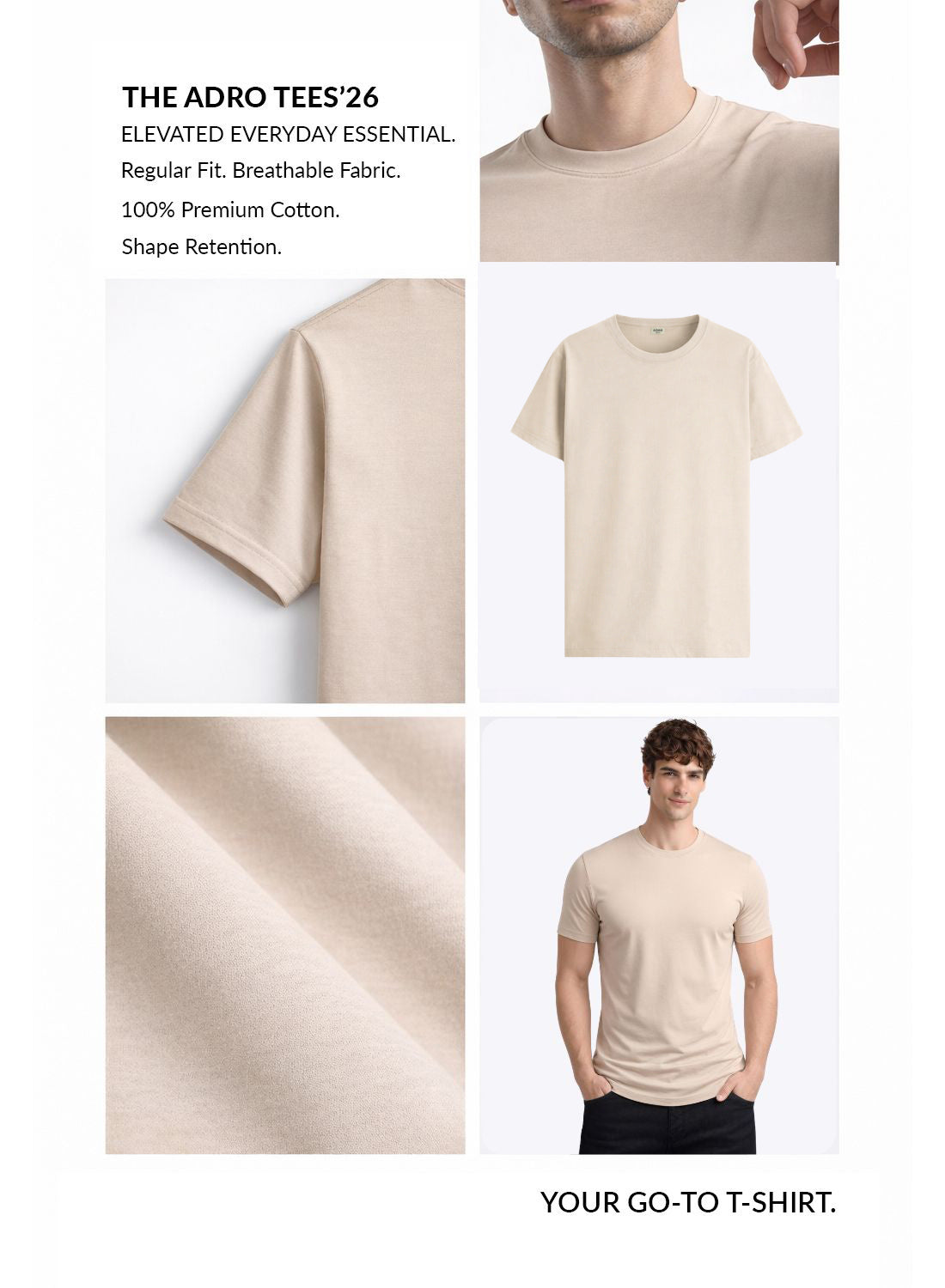 Men Beige Cotton Printed  T-Shirt