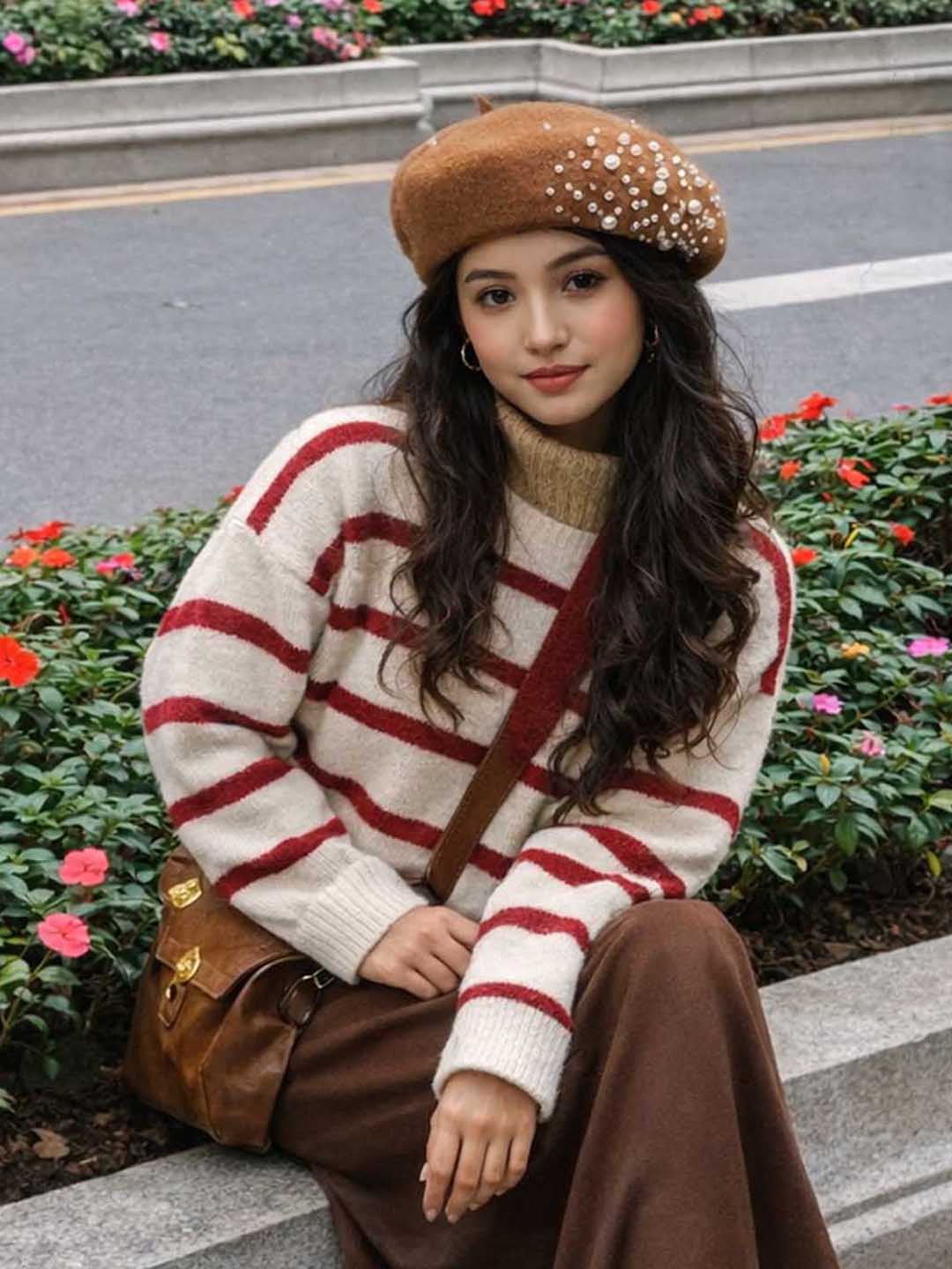 Beret with Pearls & Crystals