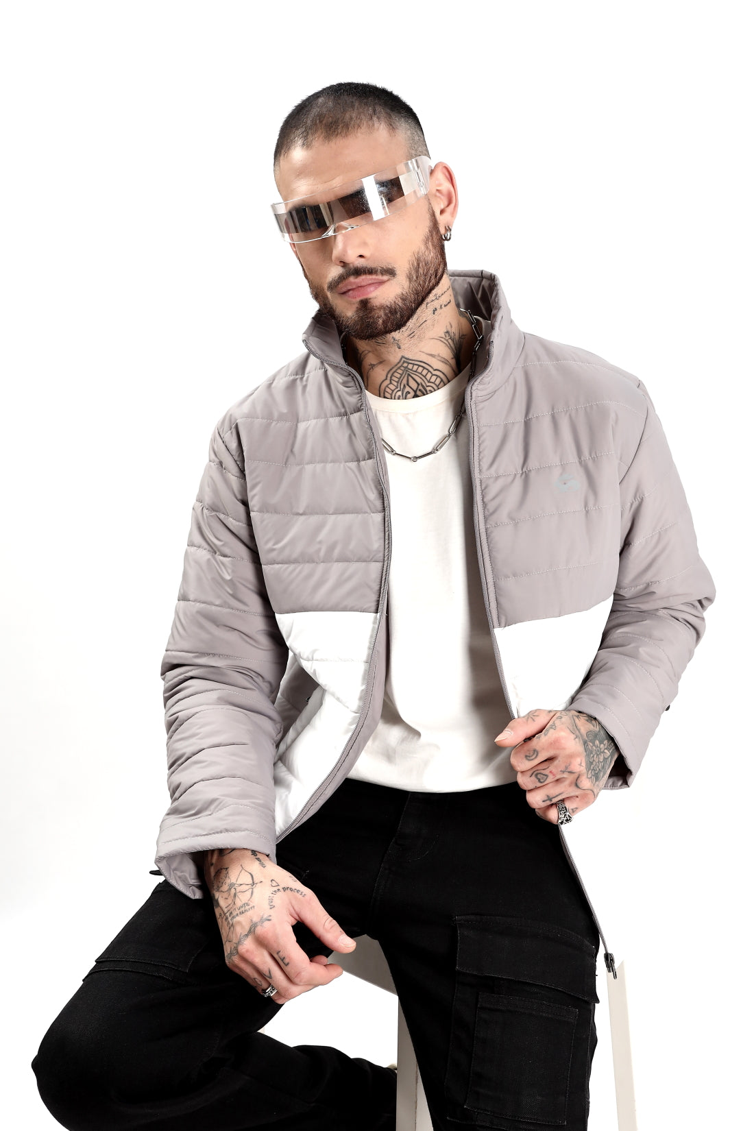 Men Grey Winter Ready Bomber Jacket