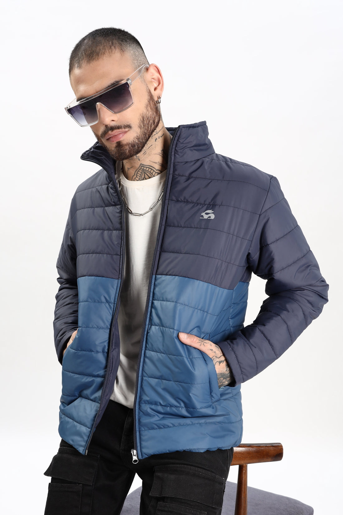 Men Teal Winter Ready Bomber Jacket