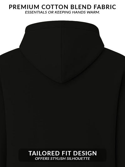 Men Black Cotton Fleece Printed Hoodie