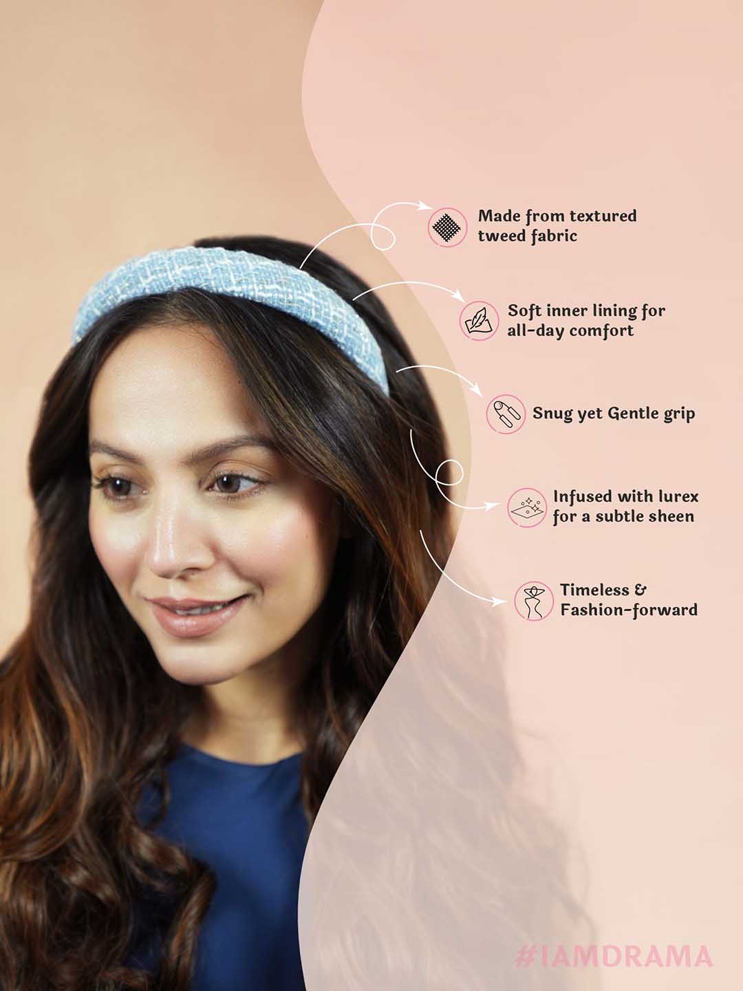 Women Multi Tweed Puff Hair Band