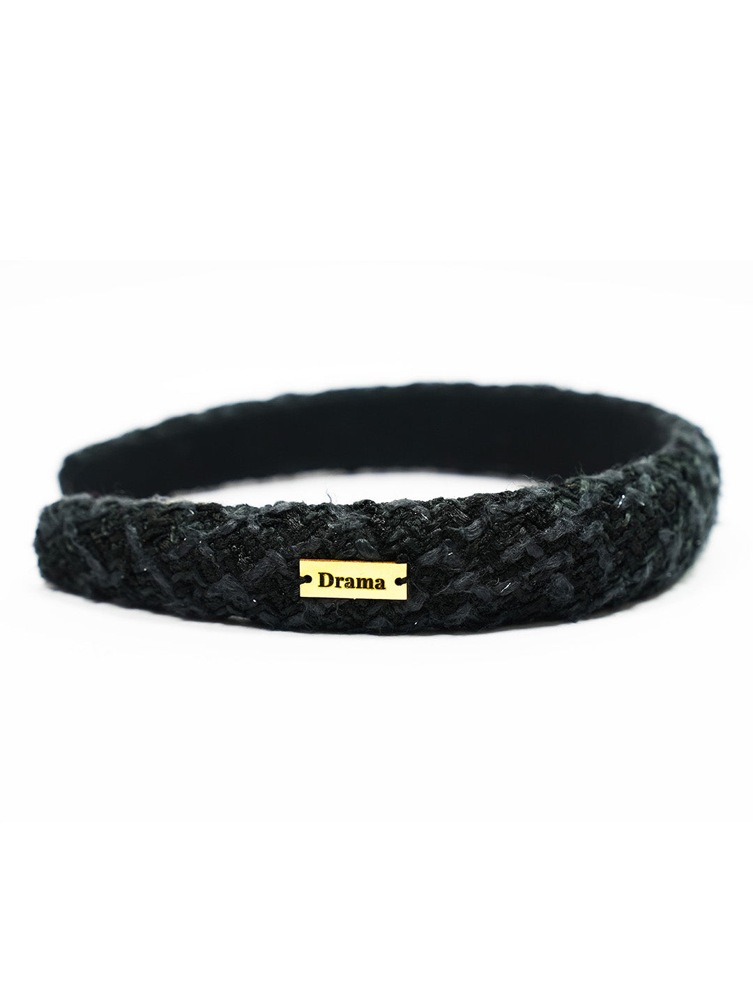 Women Black Tweed Puff Hair Band