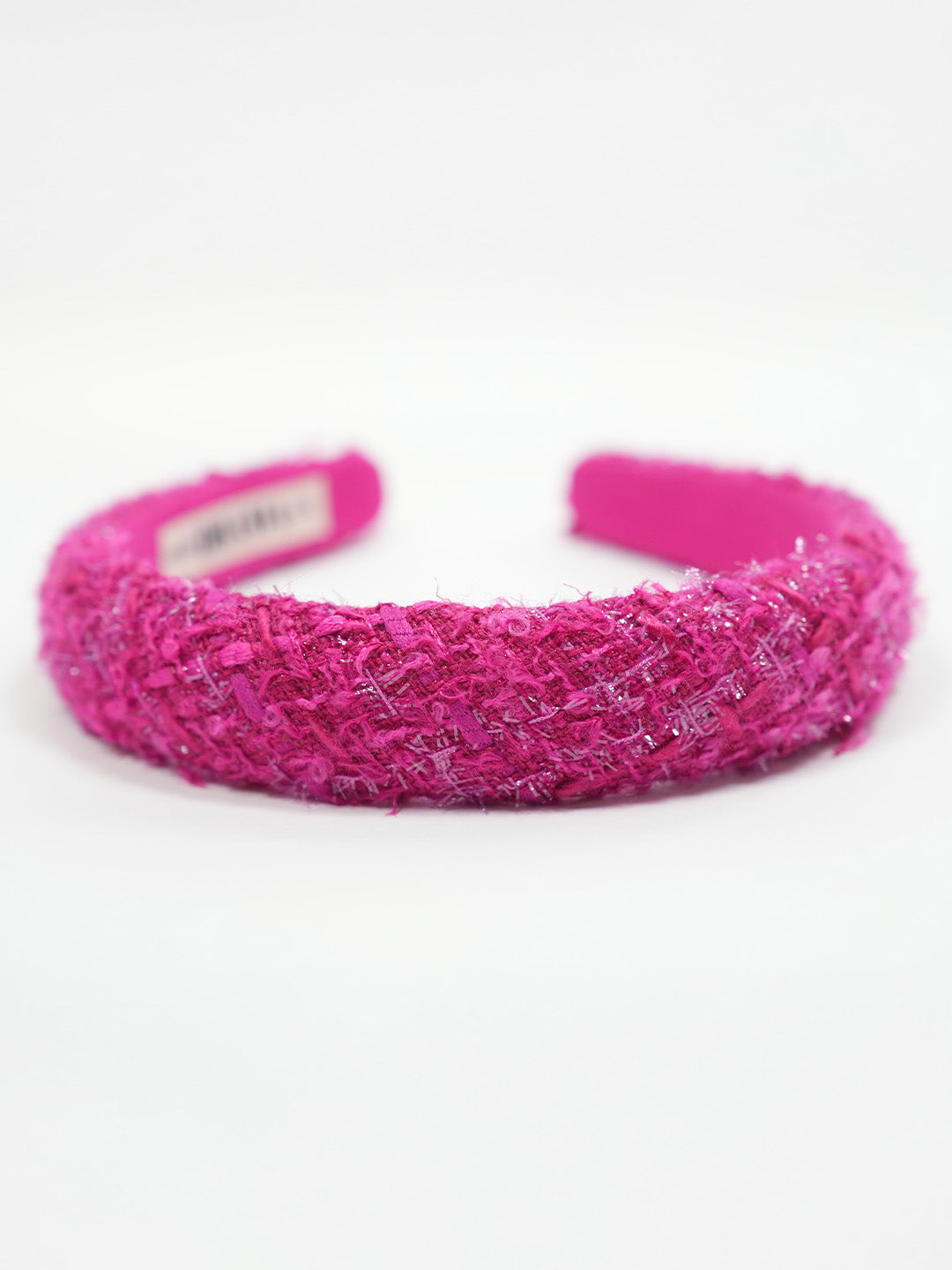 Women Pink Tweed Puff Hair Band