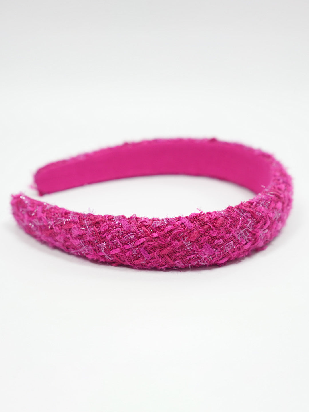Women Pink Tweed Puff Hair Band