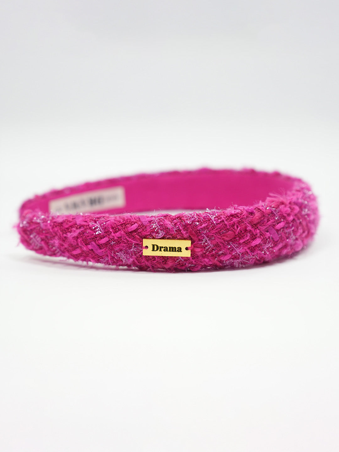 Women Pink Tweed Puff Hair Band