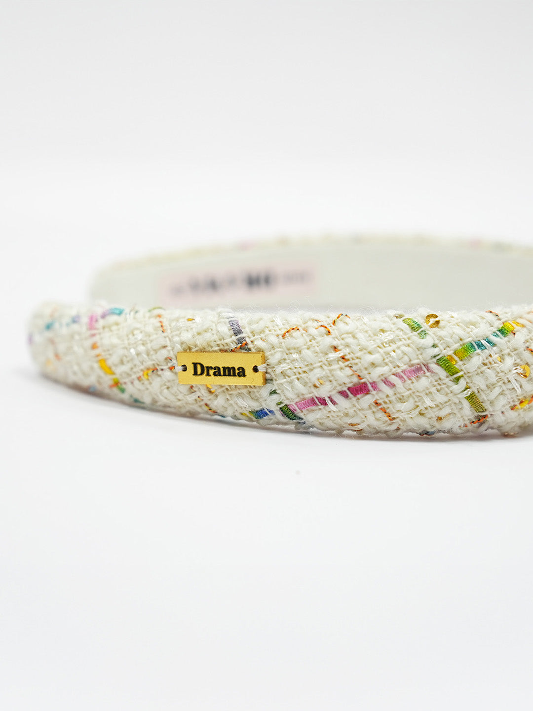 Women White Tweed Puff Hair Band