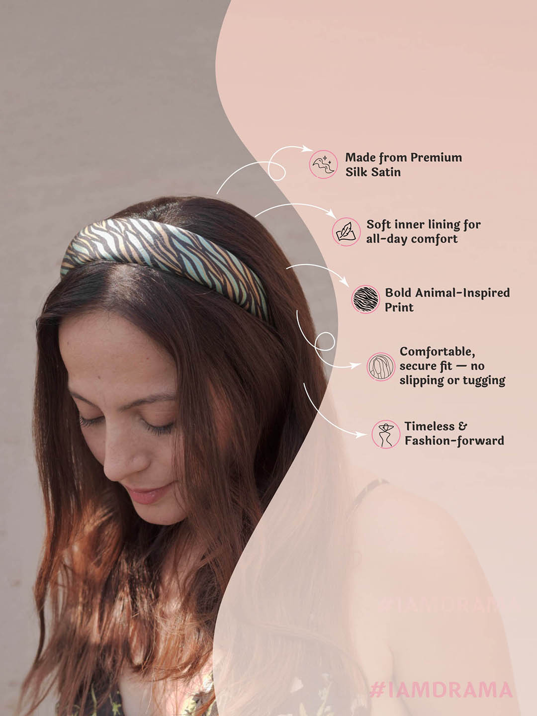 Women Green Zebra Puff Hair Band
