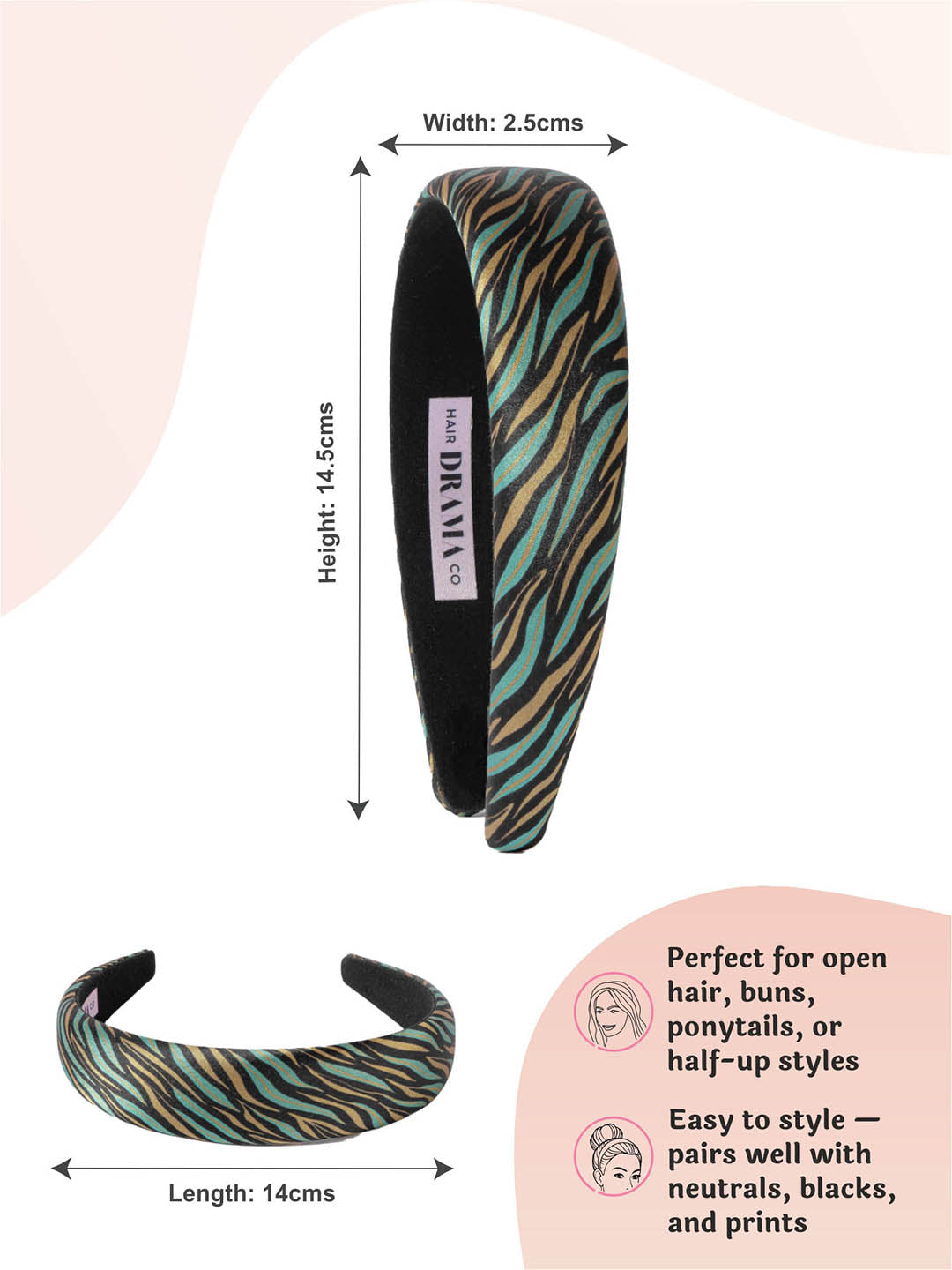 Women Green Zebra Puff Hair Band