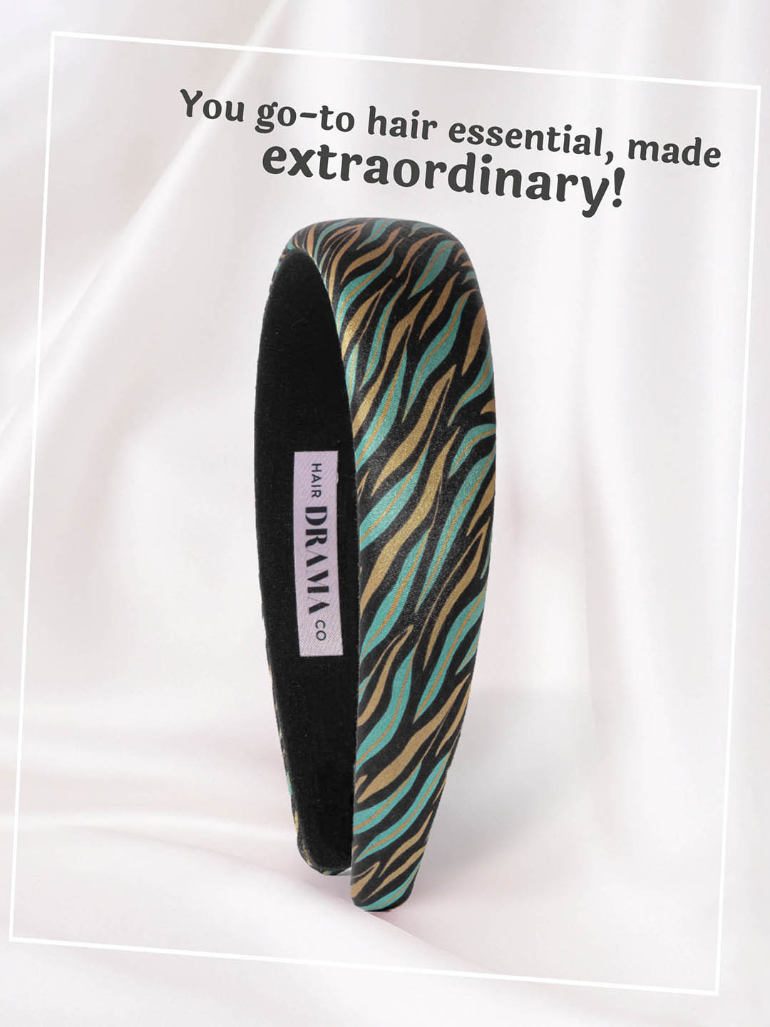 Women Green Zebra Puff Hair Band