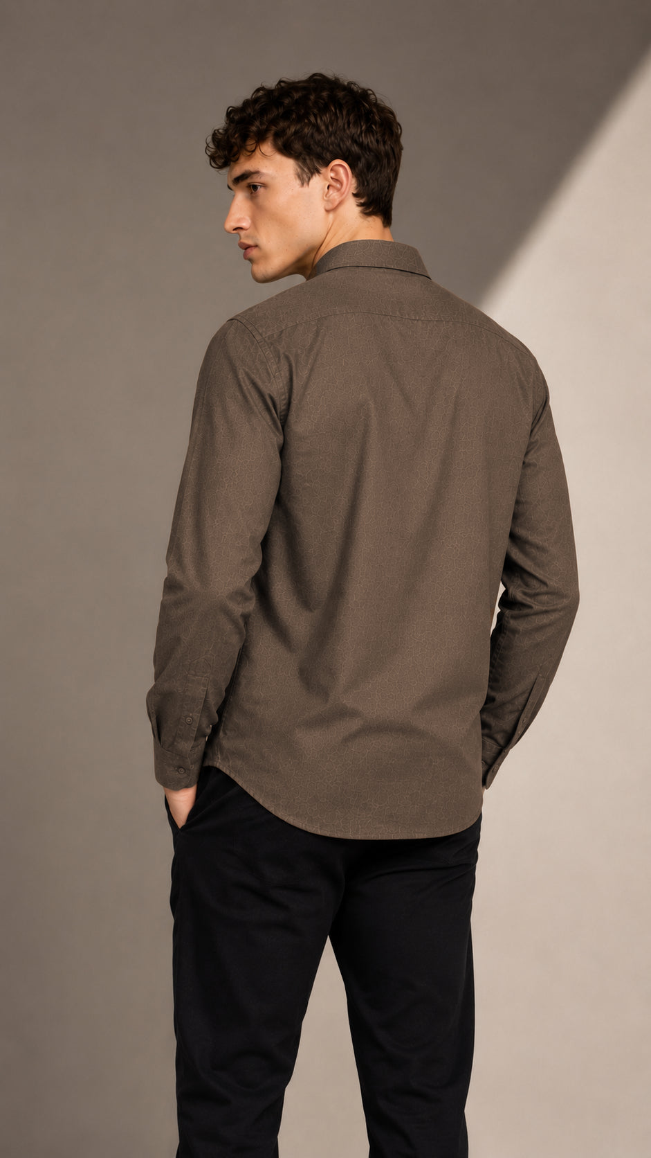 Men Brown Linen Shirt