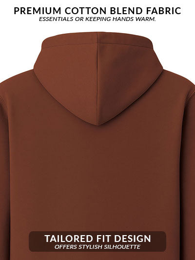 Men Brown Cotton Fleece Printed Hoodie