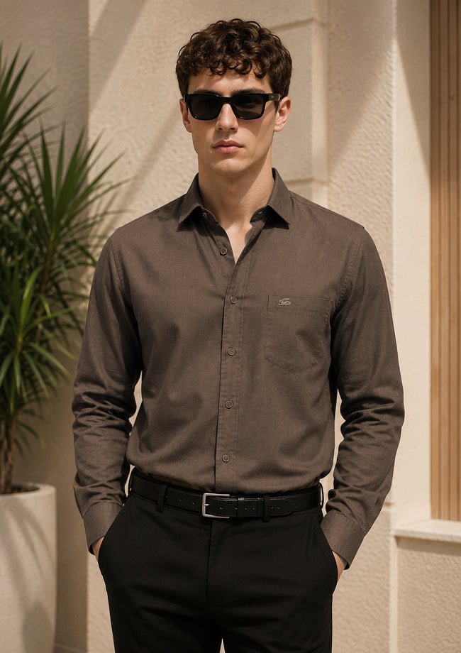 Men Brown Linen Shirt