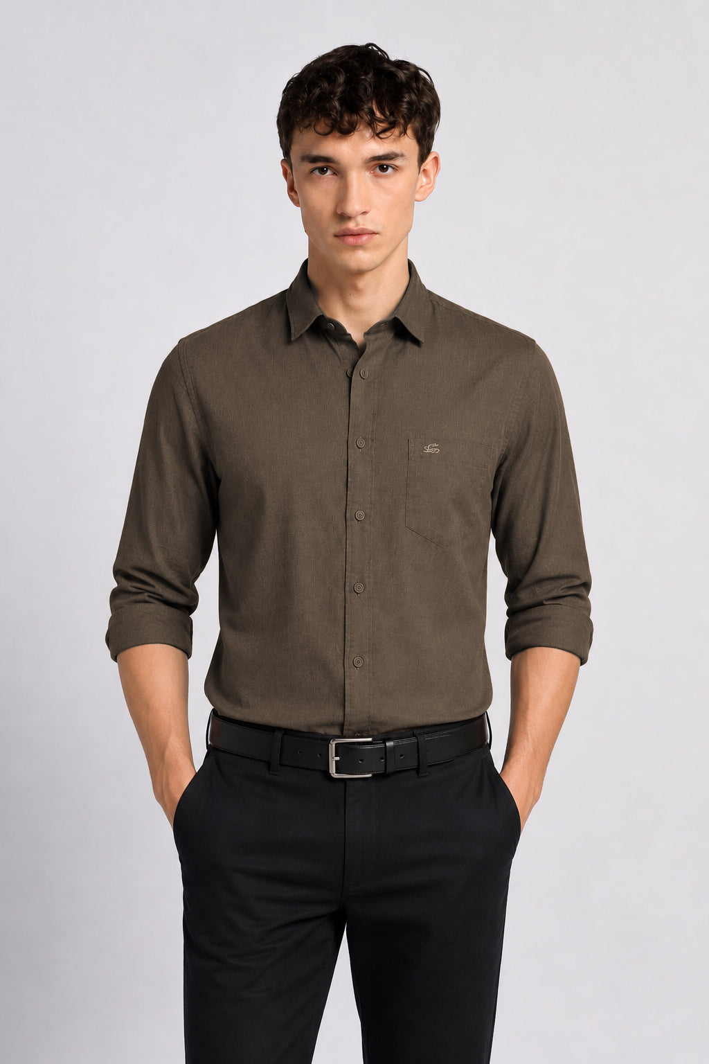 Men Brown Linen Shirt