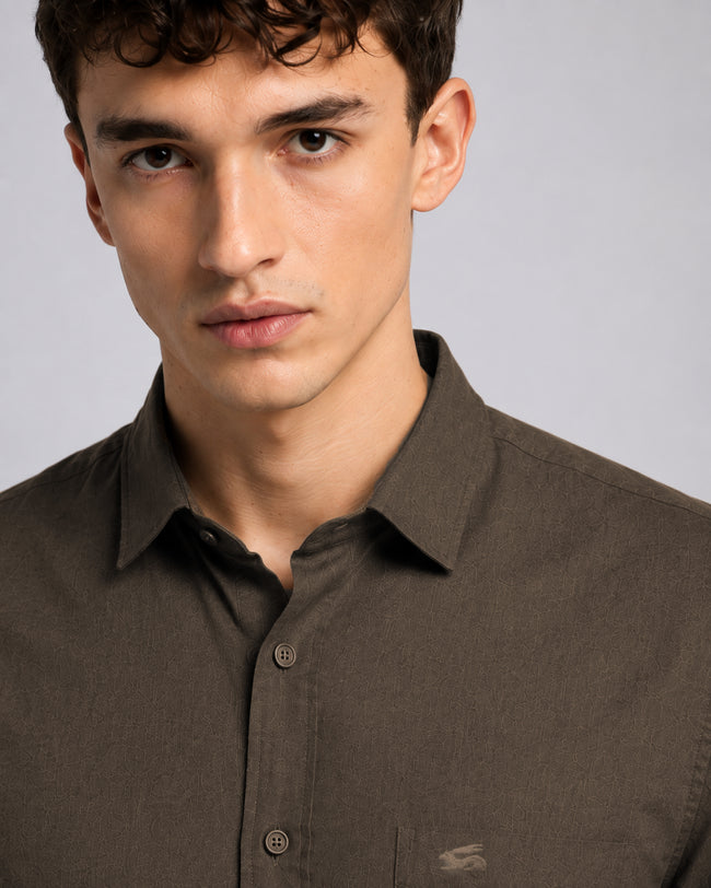 Men Brown Linen Shirt