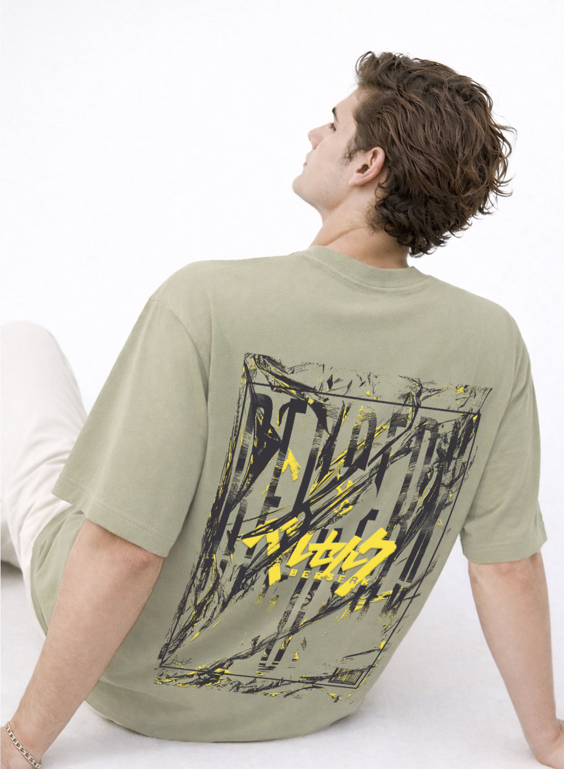 Men Oversize Fit Back Printed T-Shirt
