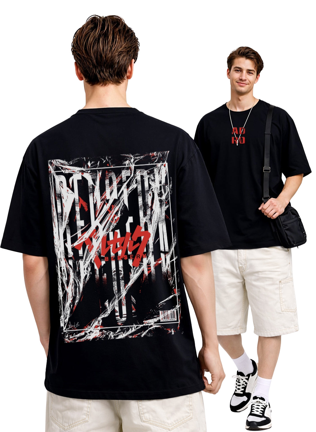Men Oversize Fit Back Printed T-Shirt