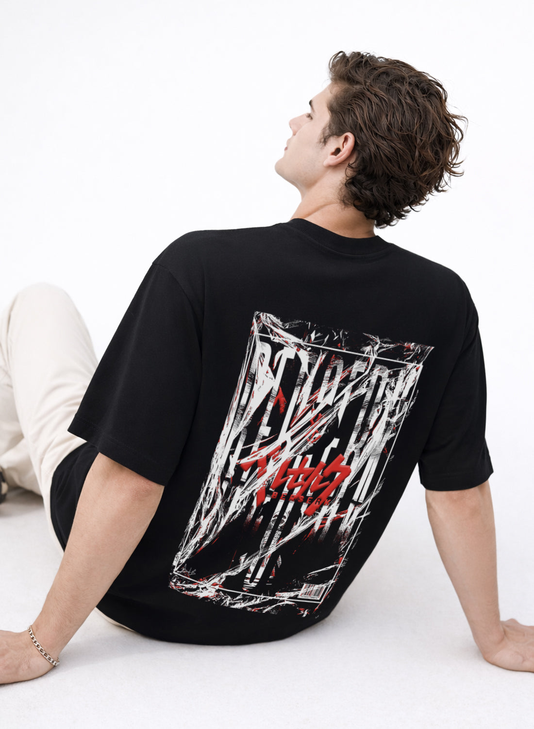 Men Oversize Fit Back Printed T-Shirt