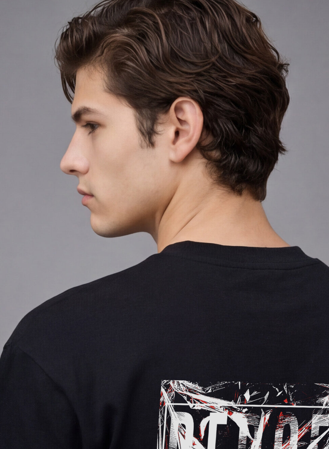 Men Oversize Fit Back Printed T-Shirt