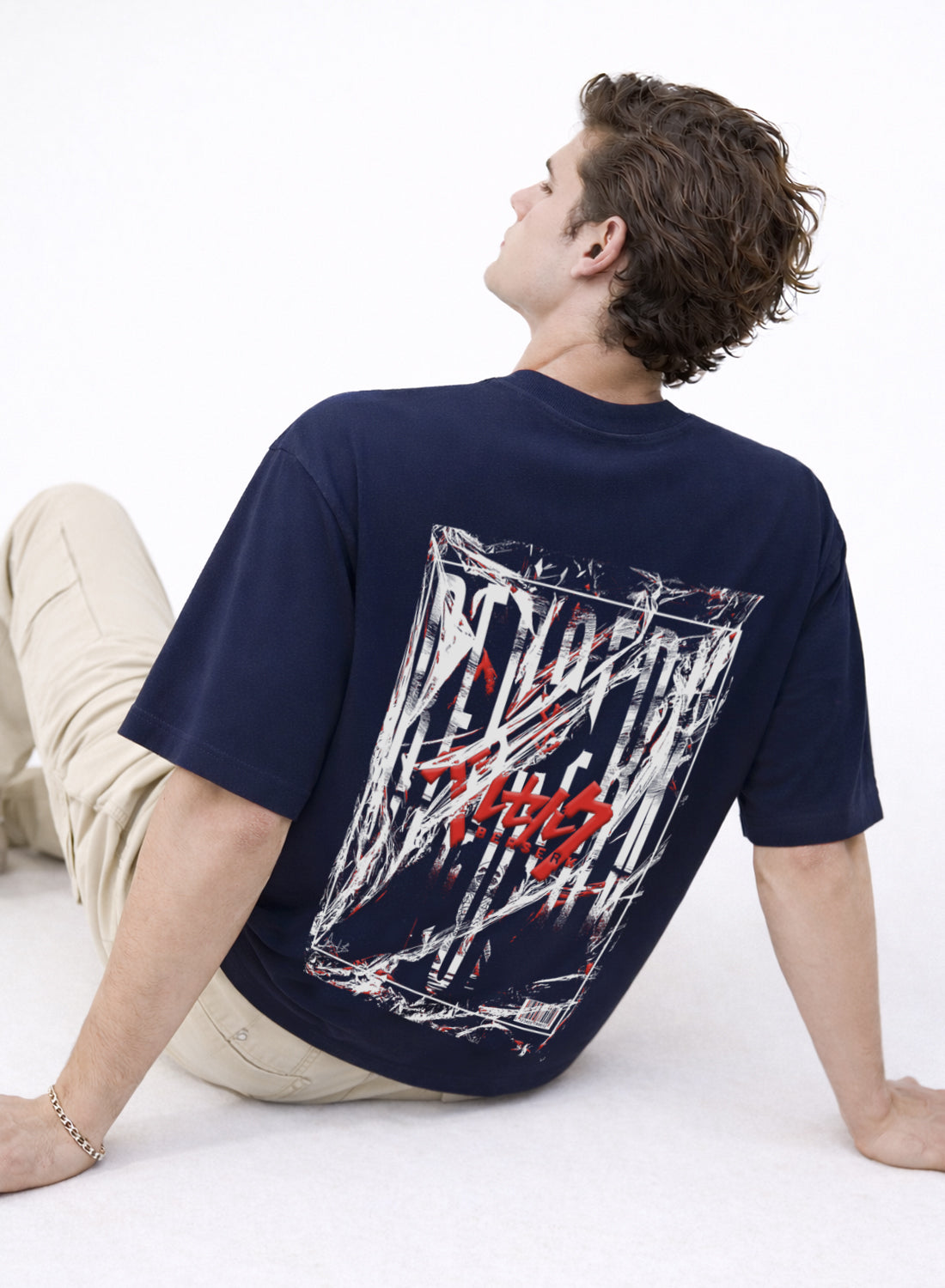 Men Oversize Fit Back Printed T-Shirt