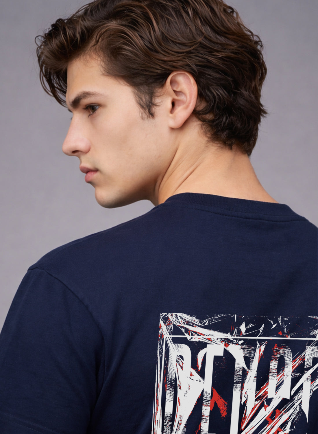 Men Oversize Fit Back Printed T-Shirt