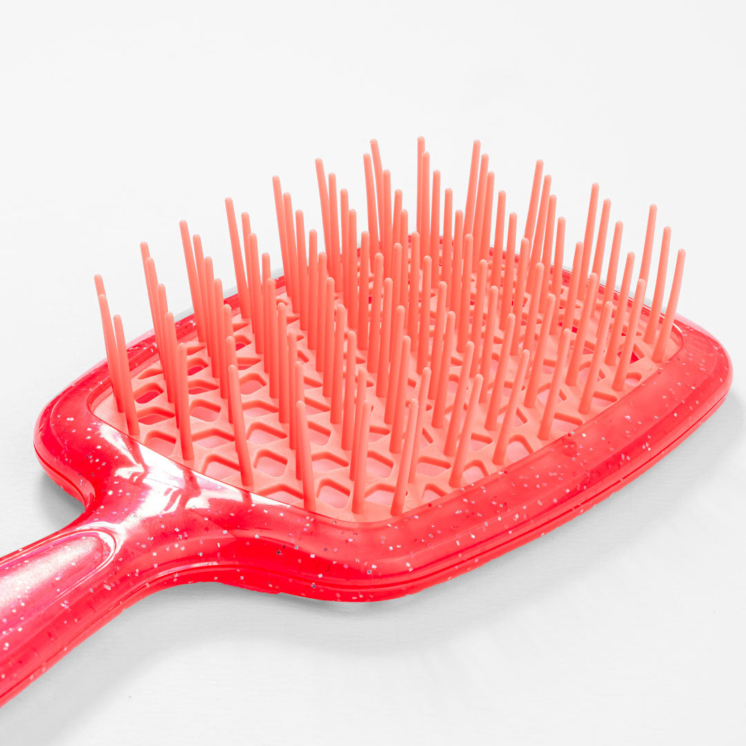 Coral Drama Detangle Hair Brush with Free Pouch