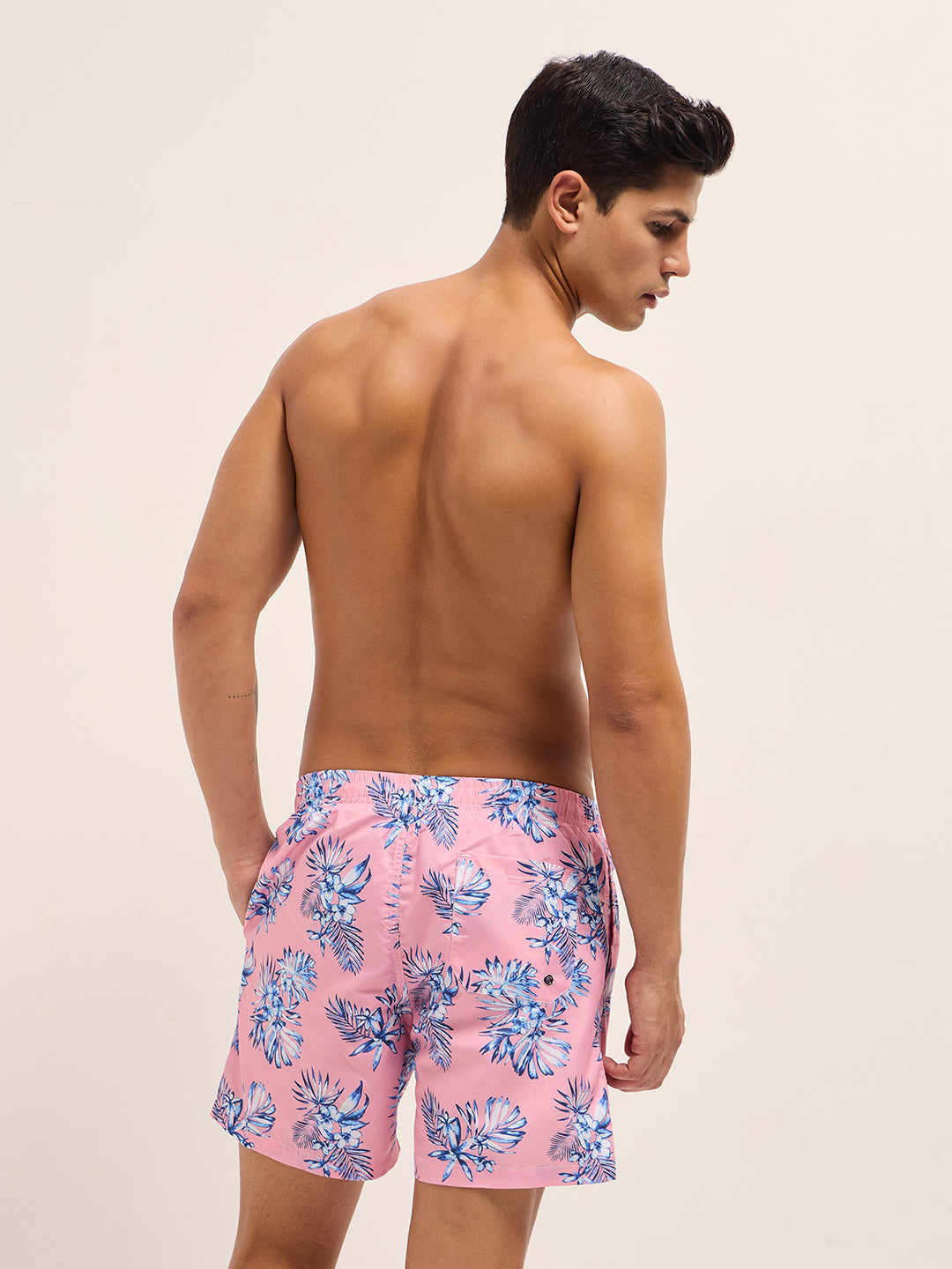 Men Pink Printed Swim Shorts