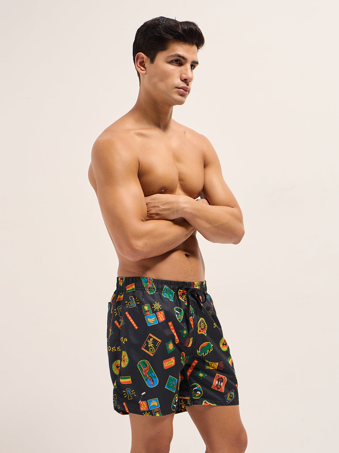 Men Multi-Color Printed Swim Shorts
