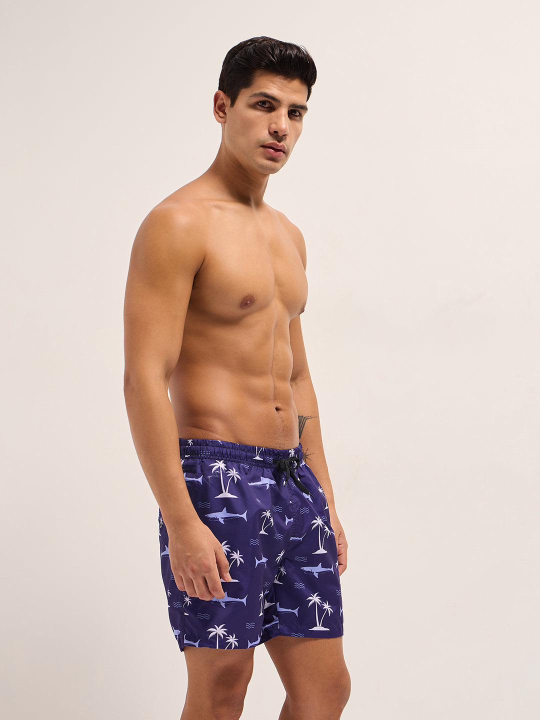 Men Blue Printed Swim Shorts