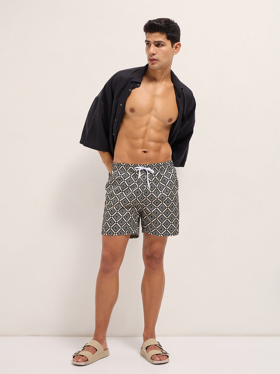 Men Blue Printed Swim Shorts